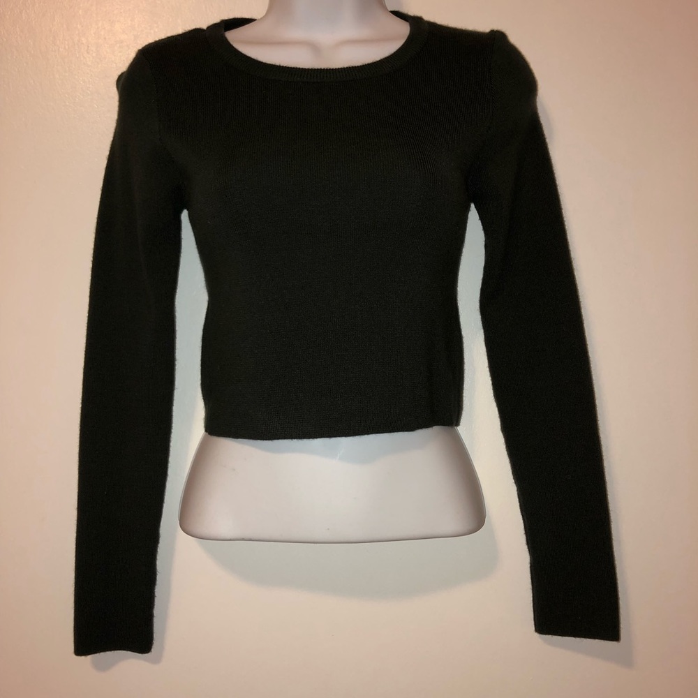 Navy Green Sweater Crop Top